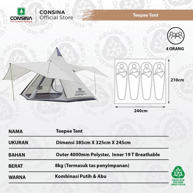 CONSINA TEEPEE TENT Tent INDIAN CAMPING